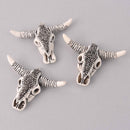BULL LONGHORN SKULL Pendant, Pave' Rhinestones, Resin Molded with silver bail, 2-3/4" wide, chs7731