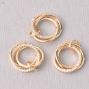 Gold Micropave Love Knot Charm, Triple Rings, 16mm, chs7736