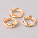 Gold Micropave Love Knot Charm, Triple Rings, 16mm, chs7736