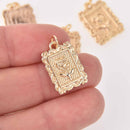 2 Gold Rose Charms, Rectangle, 20mm, chs7737