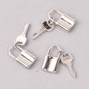 2 Silver Lock Key Charms, real platinum plated round 24mm chs7740