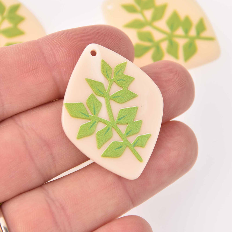 2 Leaf Charms, Resin Acrylic, 39mm, chs7741