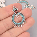 4 Chandelier Charms with turquoise colored accents, chs7744