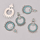 4 Chandelier Charms with turquoise colored accents, chs7744