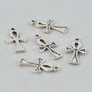 10 Silver EGYPTIAN ANKH CROSS Charms, 22mm, chs7746