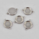 4 Stainless Steel Round CABOCHON SETTING Bezel Frame Charm Connector Link, Silver (fits 12mm cabs)  chs7748