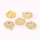 2 Gold Crystal Charms, 22mm round Rhinestone charms, chs7758
