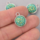 5 Green Faux Druzy Charms, Green AB Resin Druzy, double sided, 18x15mm, chs7760