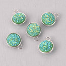 5 Green Faux Druzy Charms, Green AB Resin Druzy, double sided, 18x15mm, chs7760