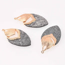 2 Black Iridescent Swivel Charms, Gold Plated, Faux Leather, 2.5", chs7762