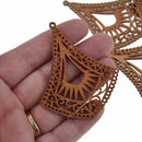 2 Wood Filigree Teardrop Charms, 2.75" long, chs7764