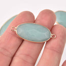 Blue Amazonite Gemstone Connector Charm, Gold Plate, 40x16mm, chs7766