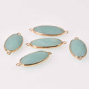 Blue Amazonite Gemstone Connector Charm, Gold Plate, 40x16mm, chs7766