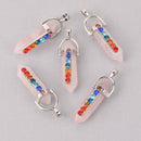 1 Chakra Pendant, Rainbow Crystals and Rose Quartz Stone, 1-5/8", chs7768