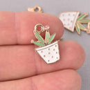 5 SUCCULENT CACTUS Charms, Enamel Floral Charms, Potted Plant Charms, 23mm chs7775