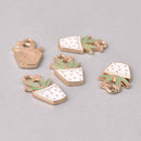 5 SUCCULENT CACTUS Charms, Enamel Floral Charms, Potted Plant Charms, 23mm chs7775