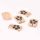 2 Flower Charms, Gold with black enamel, rectangle, 39x19mm, chs7779