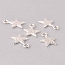 10 Silver Hammered Metal STAR Charm Pendants  21x15mm chs7790