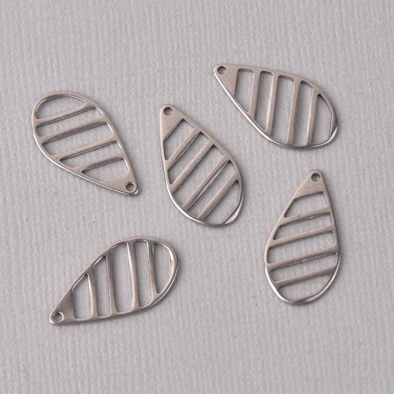 6 Teardrop Charms, Stainless Steel Teardrop for Delica Seed Beads, chs7792