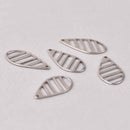 6 Teardrop Charms, Stainless Steel Teardrop for Delica Seed Beads, chs7792