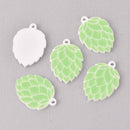 6 Hops Charms, Green and white laser cut acrylic, 30mm, chs7795