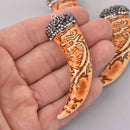 Micro Pave Horn Charm, Resin with carving, chs7799