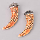 Micro Pave Horn Charm, Resin with carving, chs7799