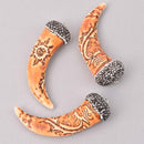 Micro Pave Horn Charm, Resin with carving, chs7799