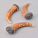 Micro Pave Horn Charm, Resin with carving, chs7799