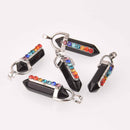 1 Chakra Pendant, Rainbow Crystals and Black Stone, 1-5/8", chs7805