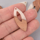 4 White Pearl Marquis Charms, Resin and Real Wood, 1.5", chs7811