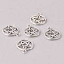 50 Silver Star Charms 20mm chs7812b