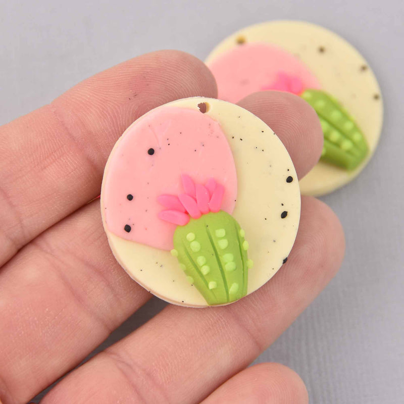 2 Flower Charms, Polymer Clay, 34mm, chs7813
