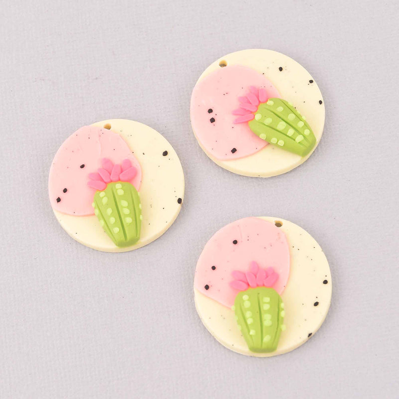 2 Flower Charms, Polymer Clay, 34mm, chs7813