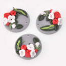 2 Flower Charms, Polymer Clay, 30mm, chs7814