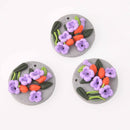 2 Flower Charms, Polymer Clay, 30mm, chs7830