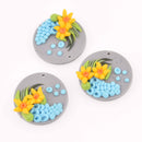 2 Flower Charms, Polymer Clay, 30mm, chs7831