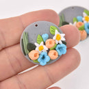 2 Flower Charms, Polymer Clay, 30mm, chs7832