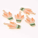 5 SUCCULENT CACTUS Charms, Enamel Floral Charms, Potted Plant Charms, 20mm chs7833