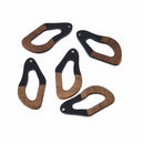 2 Black Resin Wood Charms, Twisted Oval, 1.5", chs7841