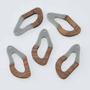 2 Gray Resin Wood Charms, Twisted Oval, 1.5", chs7844