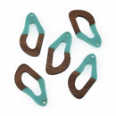 2 Turquoise Blue Resin Wood Charms, Twisted Oval, 1.5", chs7846