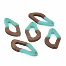 2 Turquoise Blue Resin Wood Charms, Twisted Oval, 1.5", chs7846