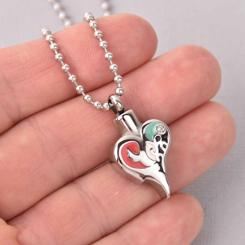 Cremation Ash Urn Charm Locket, Silver Stainless Steel with Enamel, 32mm x 17mm chs7858