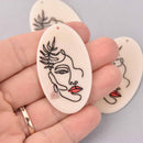 2 Charms, Resin Acrylic, Woman's Face, 53mm, chs7861