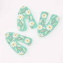 2 U Shape Charms, Flowers with Mint Acrylic, 40mm, chs7862