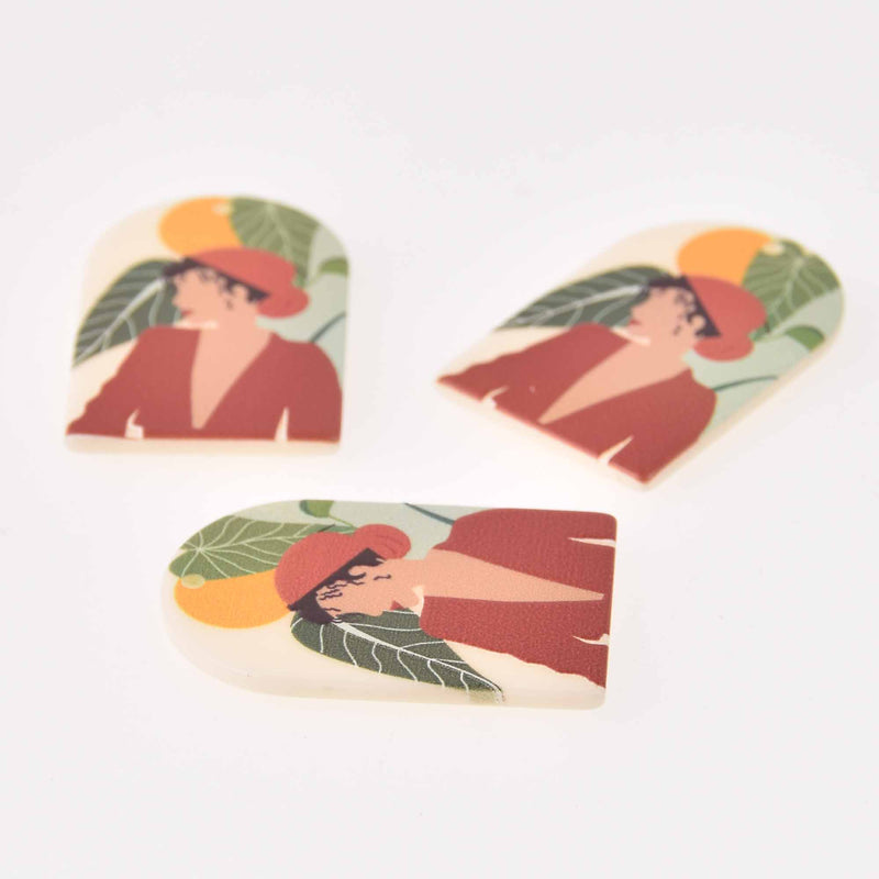 2 Charms, Resin Acrylic, Lady, 37mm, chs7863