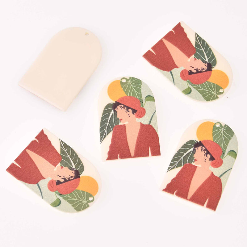 2 Charms, Resin Acrylic, Lady, 37mm, chs7863