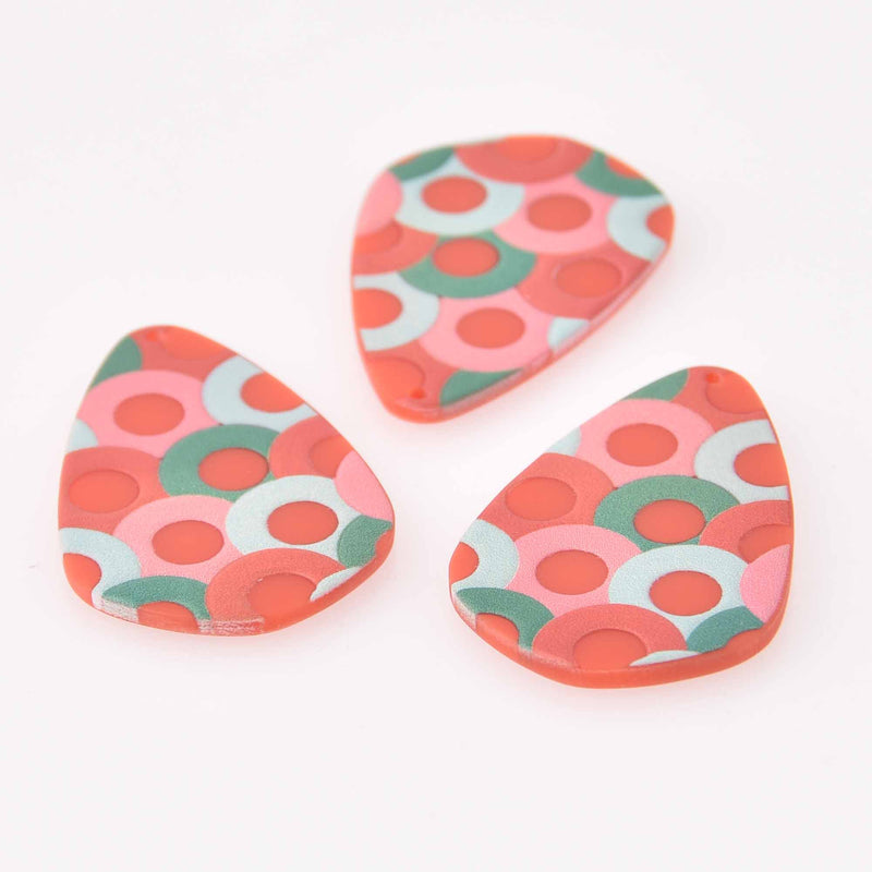 2 Art Deco Charms, Teardrop Acrylic, 42mm, chs7867