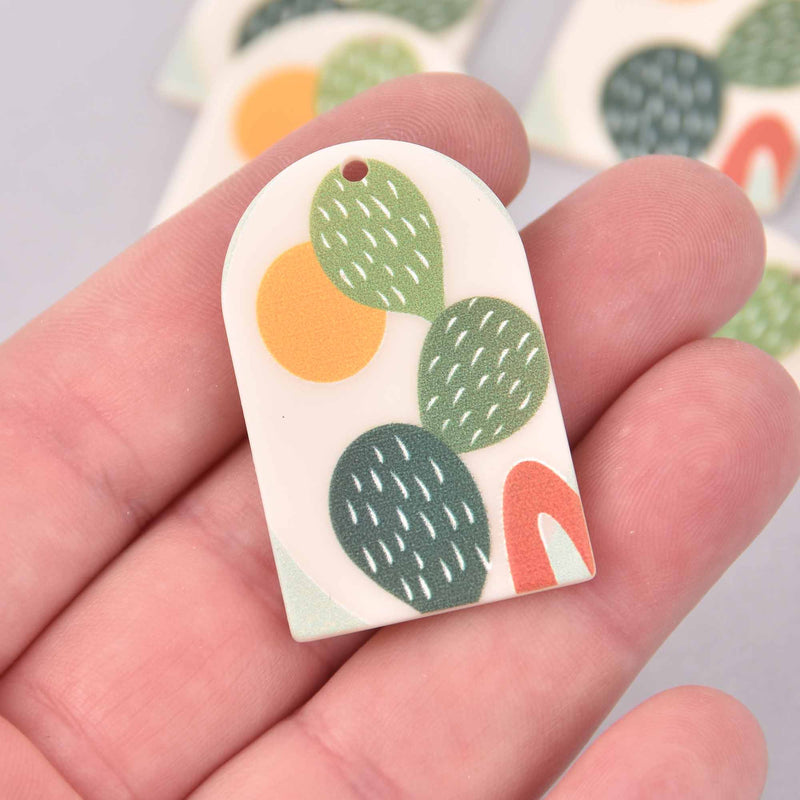 2 Cactus Charms, Resin Acrylic, 37mm, chs7874